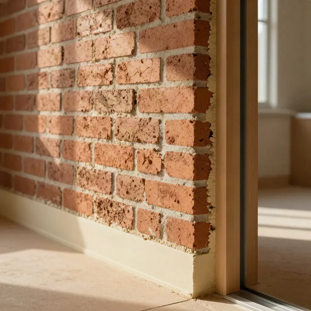 Mur de brique isolé à Reims, encadrement de fenêtre soigné et intérieur plus chaud.